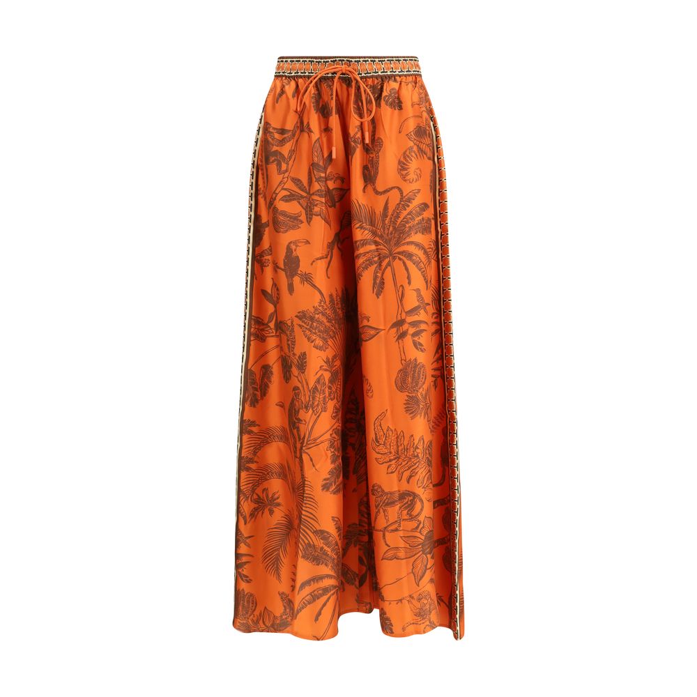 Alemais Orange Silk Casual Pants