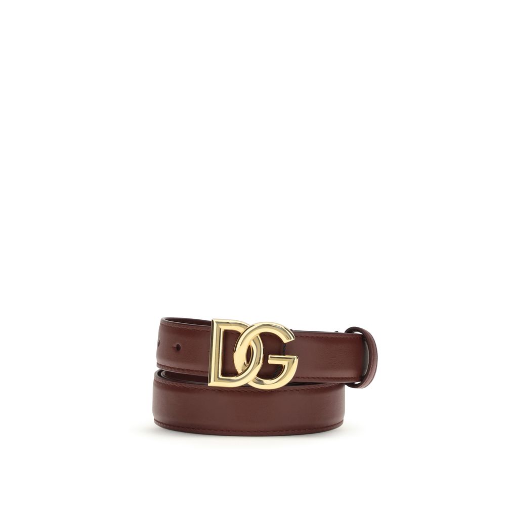 Dolce & Gabbana Bordeaux Calf Leather Bos Taurus Regular Belt