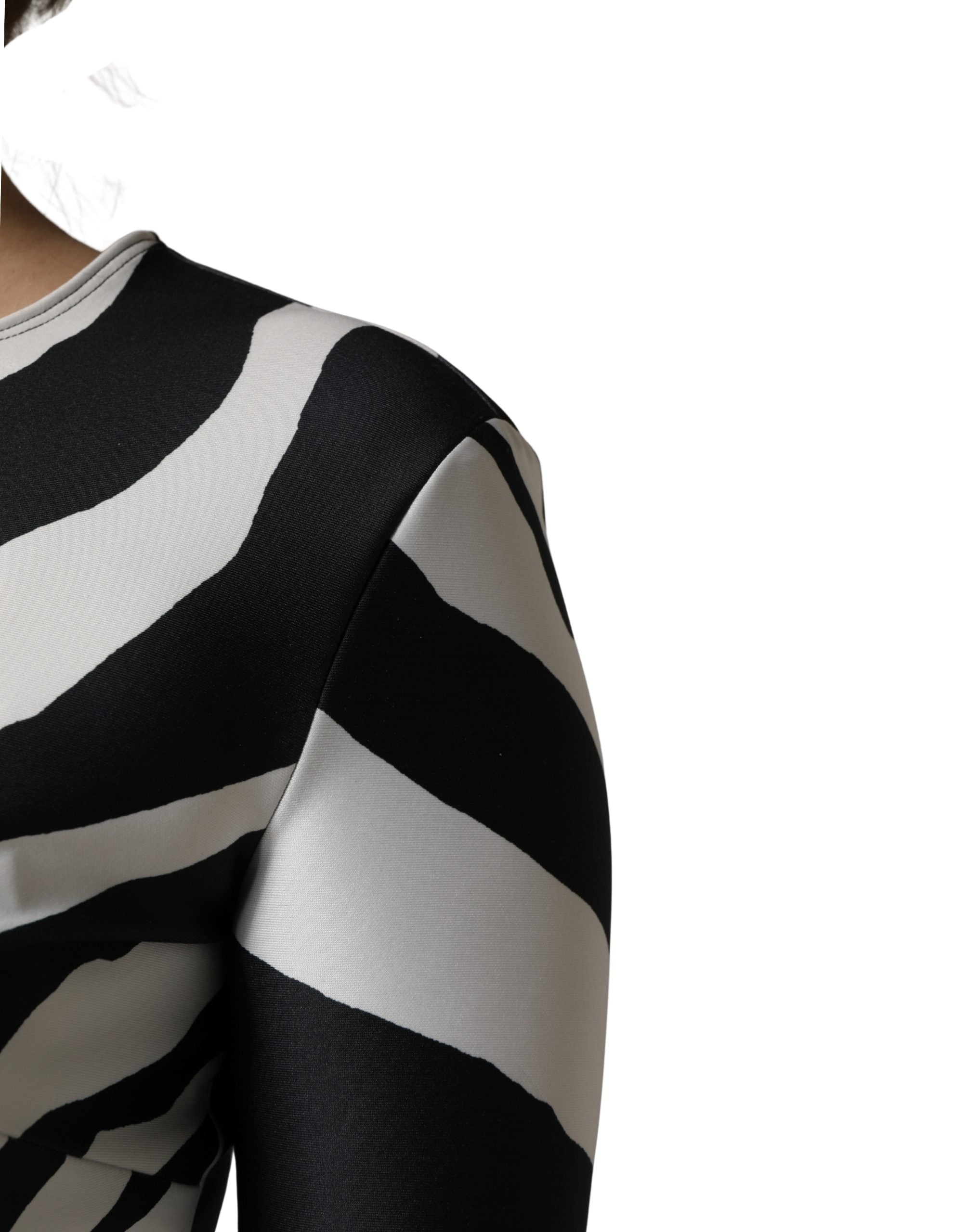 Dolce & Gabbana Jumpsuit aus Polyester mit Zebra-Muster, Schwarz-Weiß
