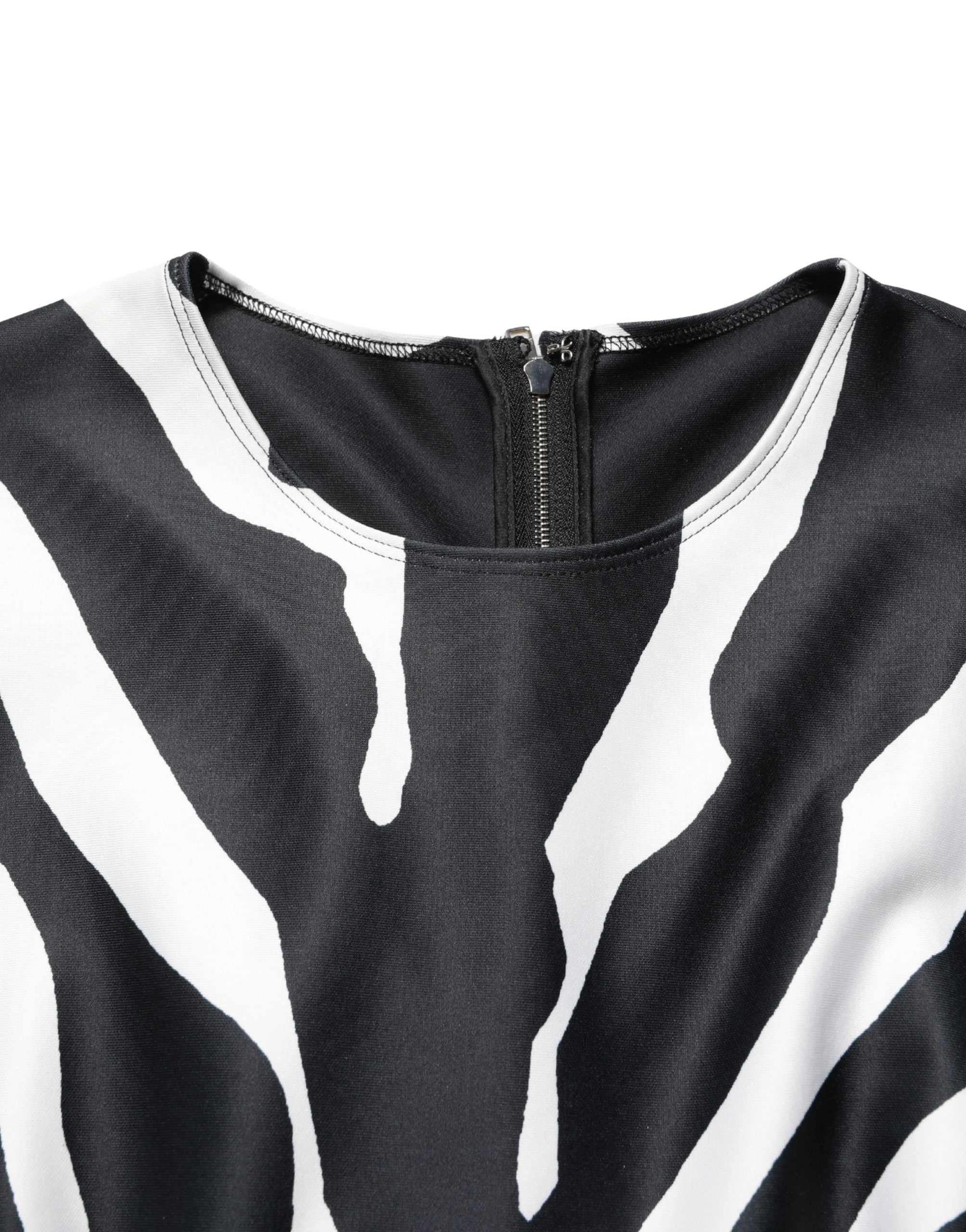 Dolce & Gabbana Jumpsuit aus Polyester mit Zebra-Muster, Schwarz-Weiß