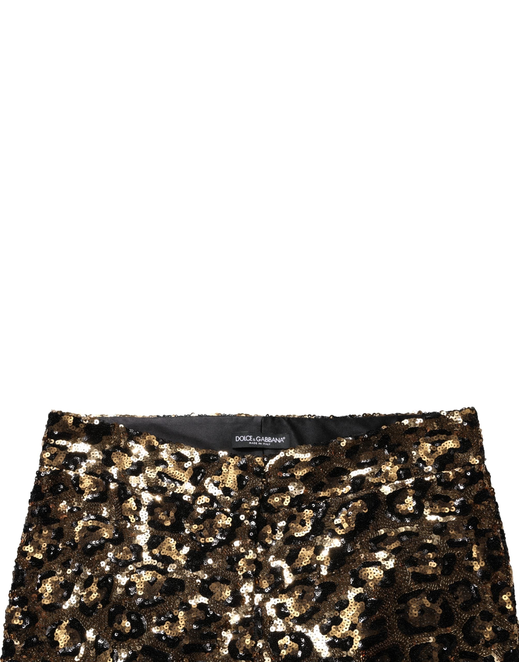 Dolce & Gabbana Gold Leopard Paillettenhose mit geradem Bein