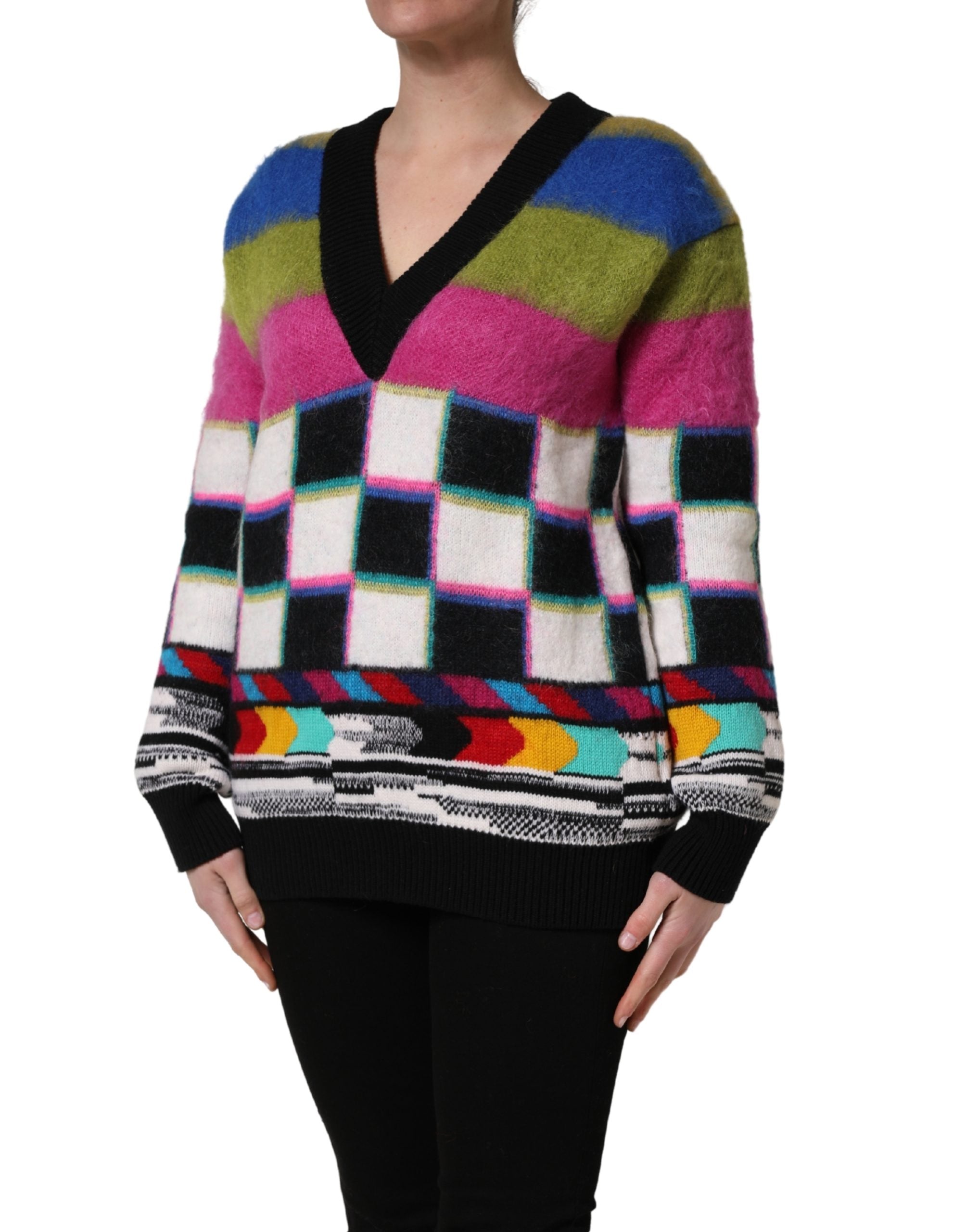 Pull Col V Rayures Multicolores Dolce & Gabbana