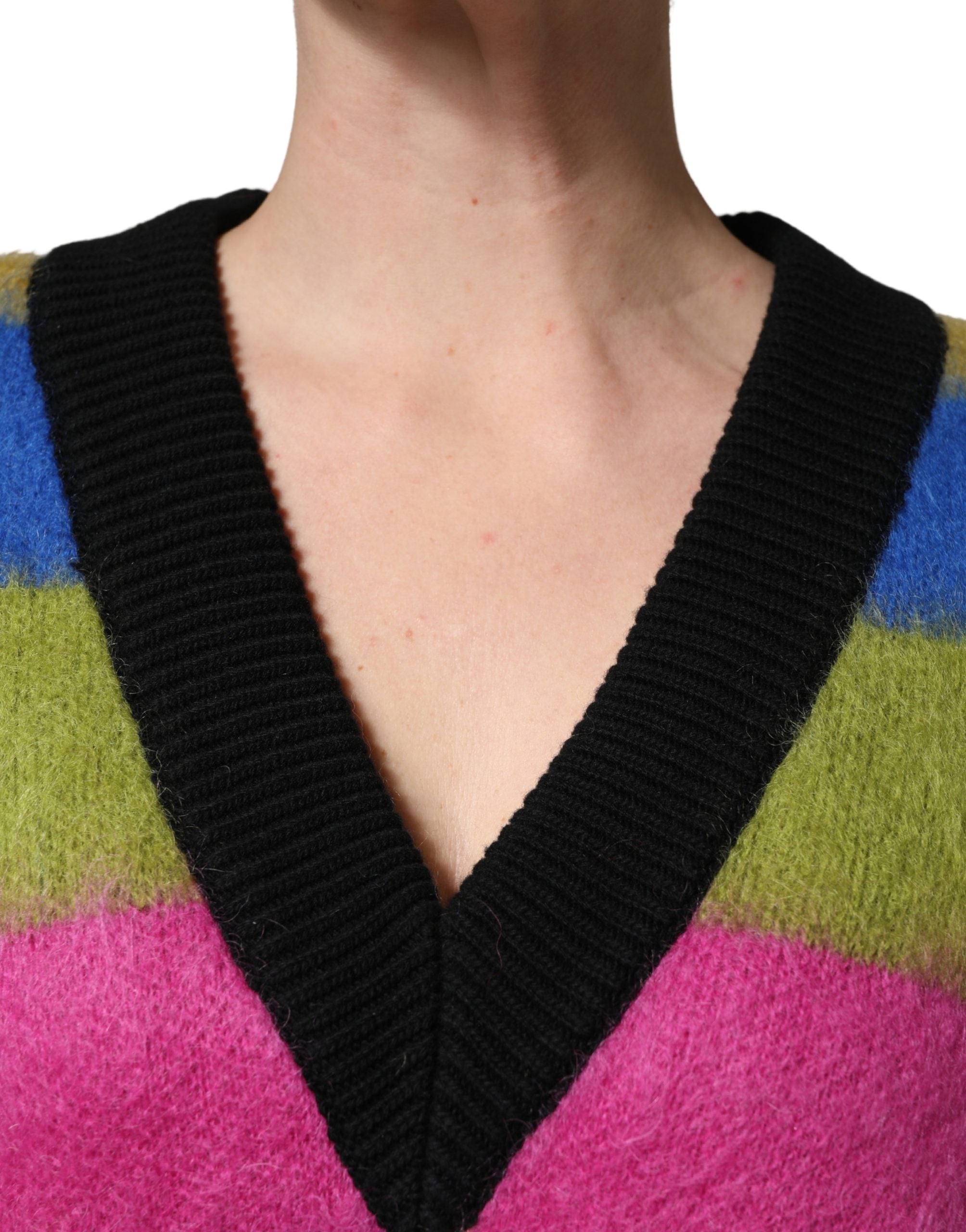 Pull Col V Rayures Multicolores Dolce & Gabbana