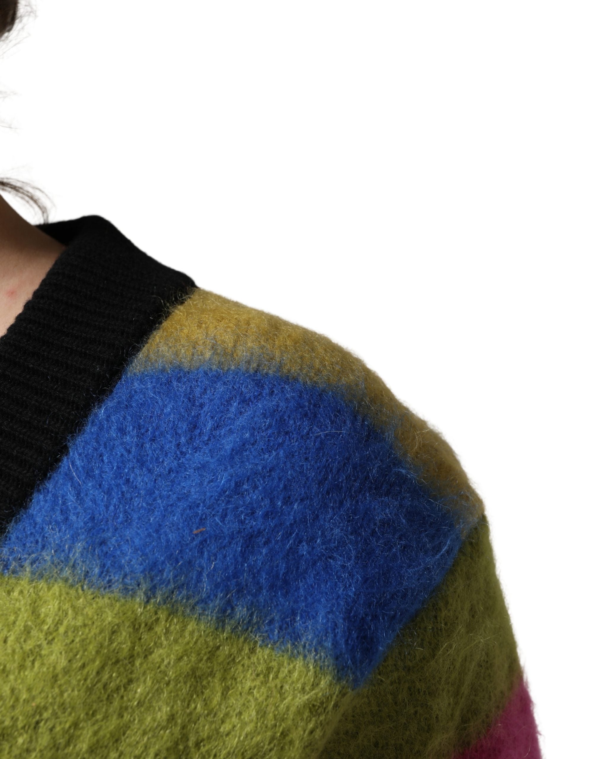 Pull Col V Rayures Multicolores Dolce & Gabbana