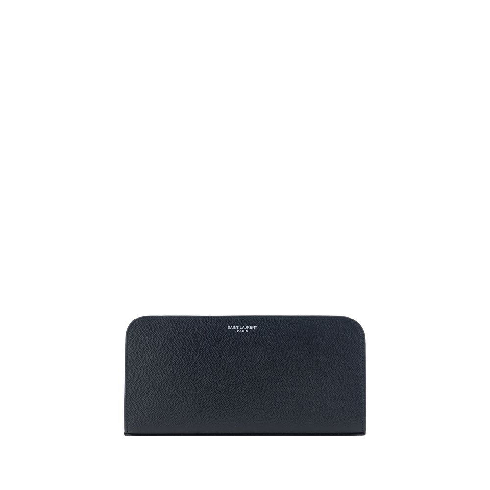 Portefeuille Saint Laurent en Cuir de Veau Noir Bos Taurus