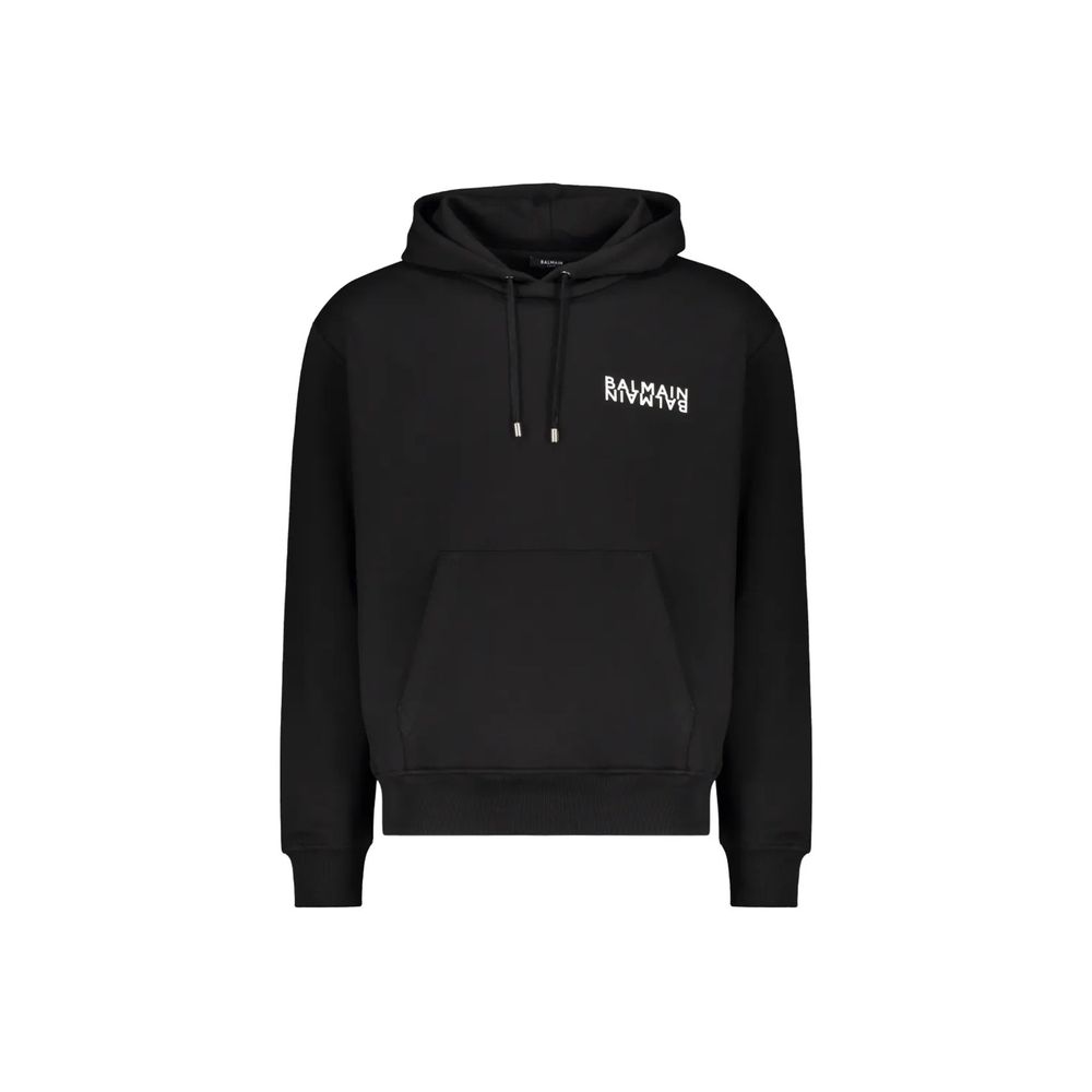 Balmain Schwarzer Baumwoll-Kapuzenpullover