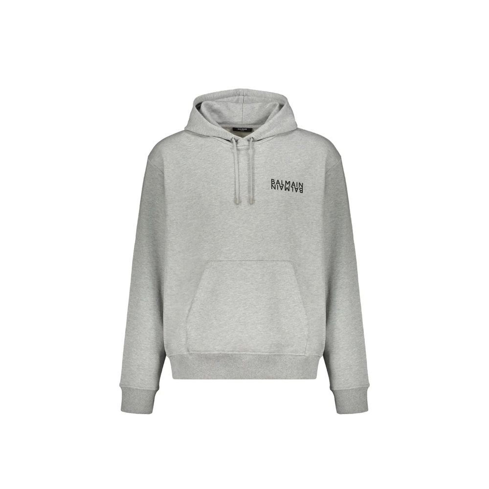Balmain Grauer Baumwoll-Kapuzenpullover