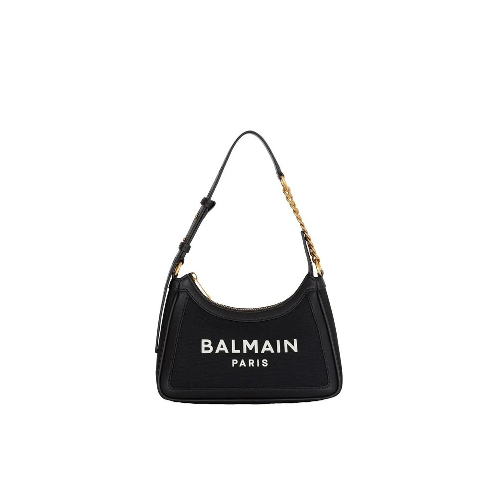 Balmain Schultertasche aus schwarzer Baumwolle