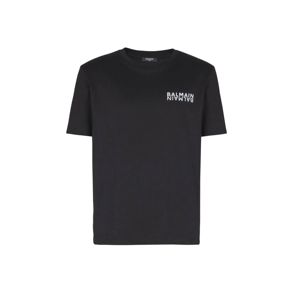 Balmain schwarzes Baumwoll-T-Shirt