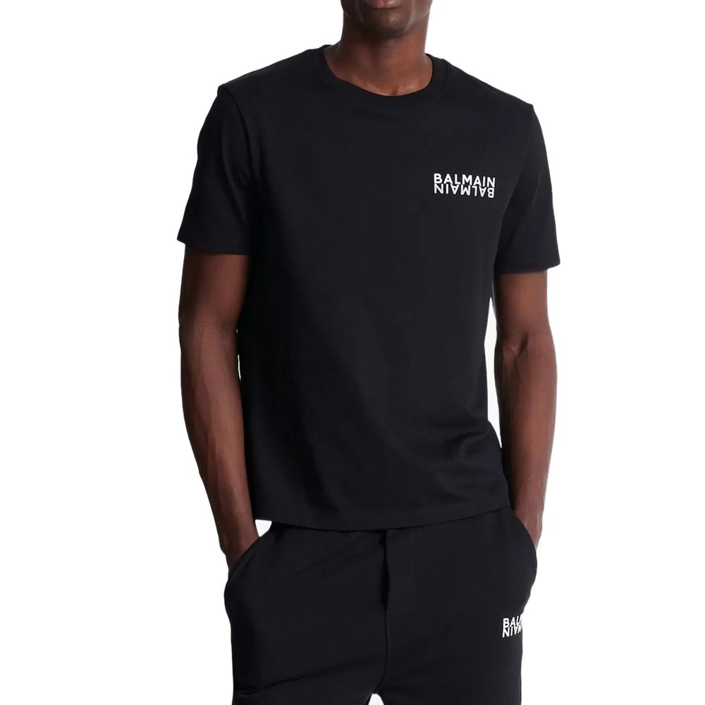 Balmain schwarzes Baumwoll-T-Shirt