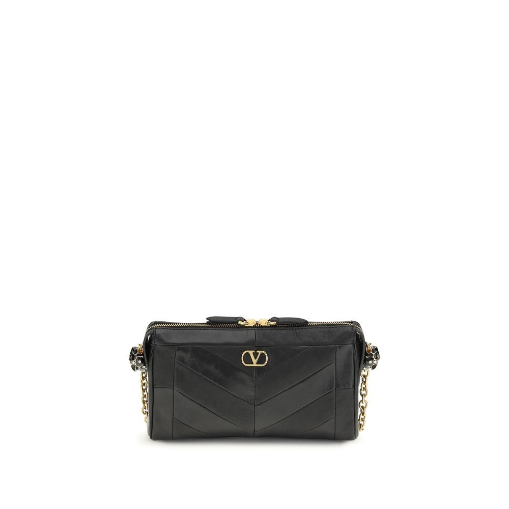 Valentino Garavani Schwarze Lammfell-Schultertasche (Ovis Aries Aries)