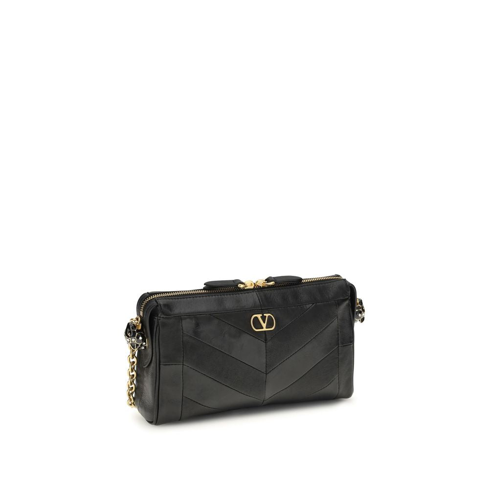 Valentino Garavani Schwarze Lammfell-Schultertasche (Ovis Aries Aries)