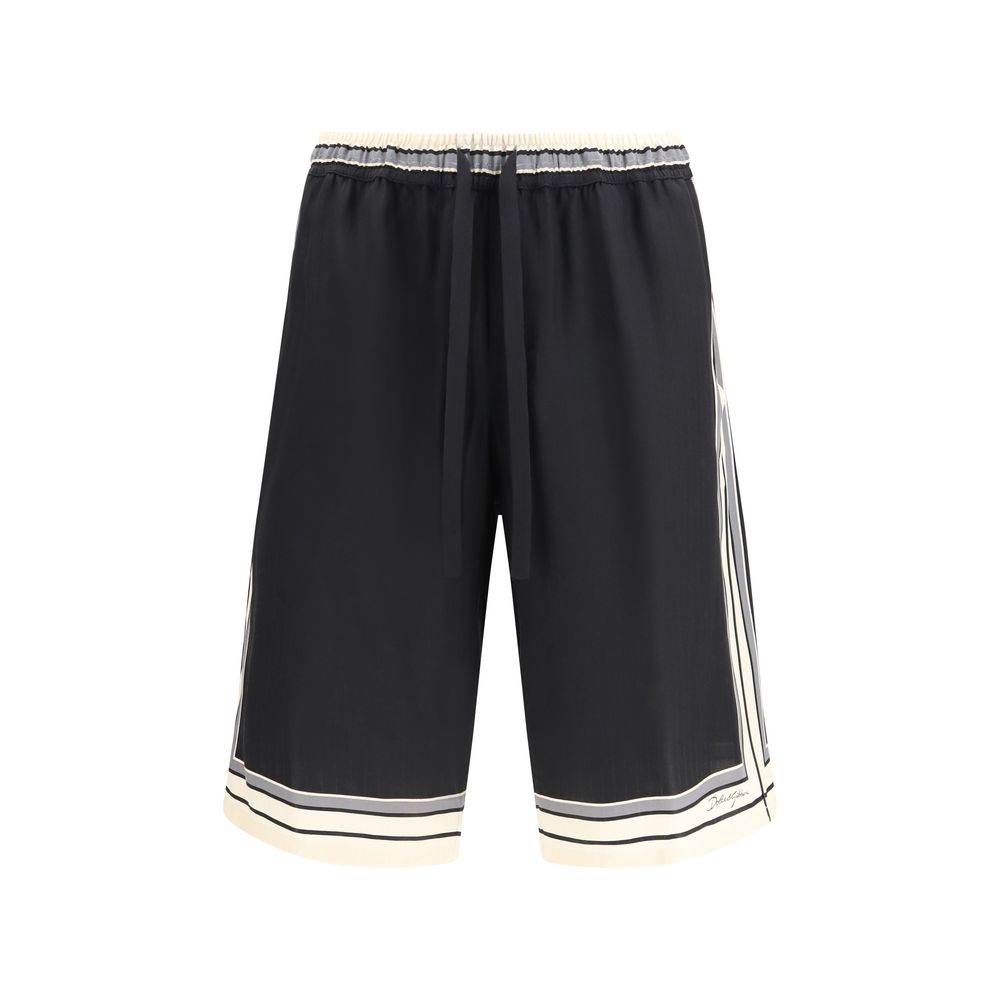 Dolce & Gabbana Schwarze Seiden-Bermudashorts