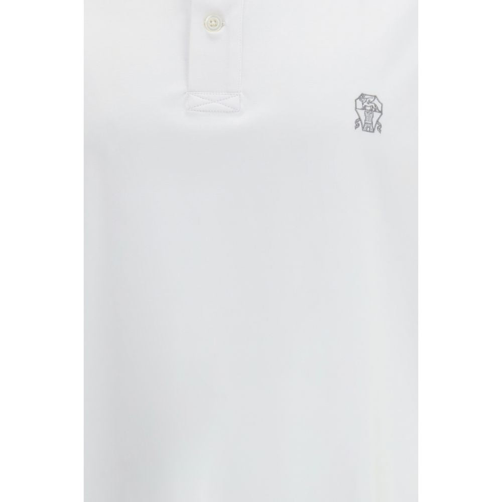 Brunello Cucinelli Weißes Baumwoll-Polohemd