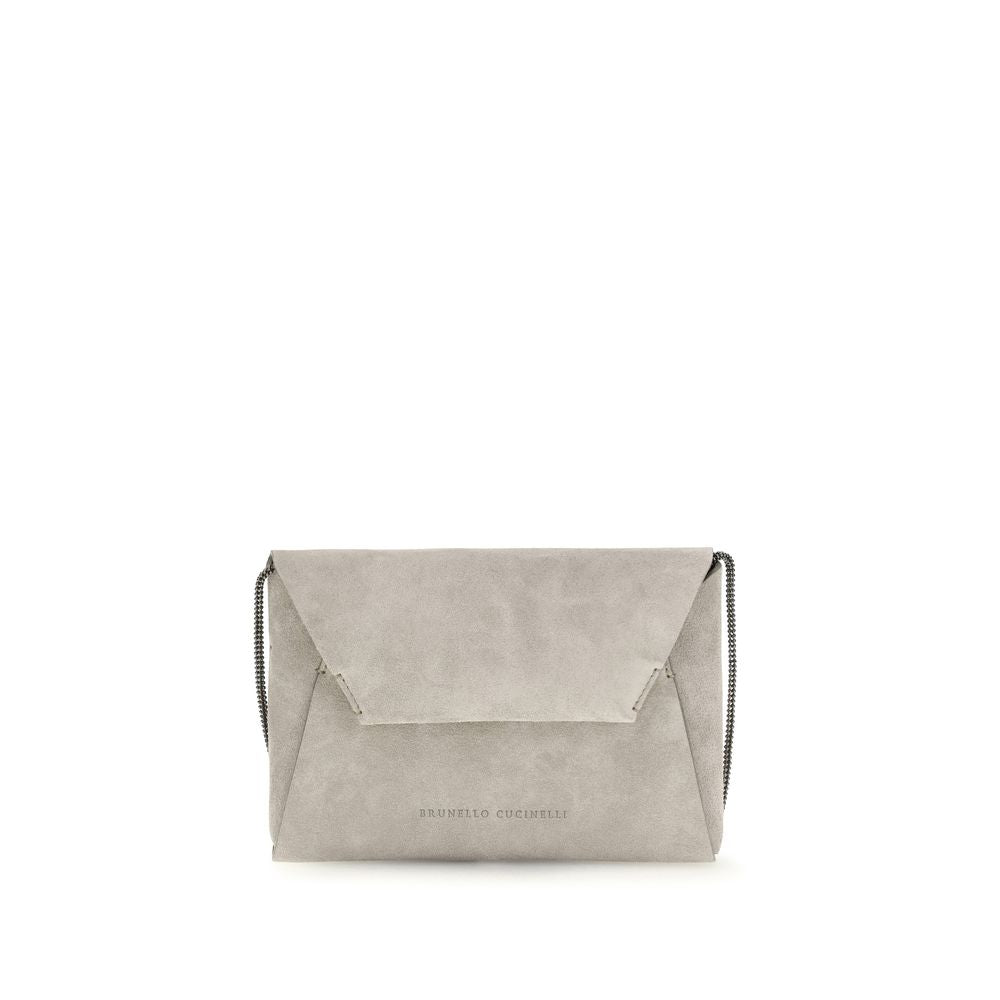 Brunello Cucinelli graue Schultertasche aus Kalbsleder Bos Taurus