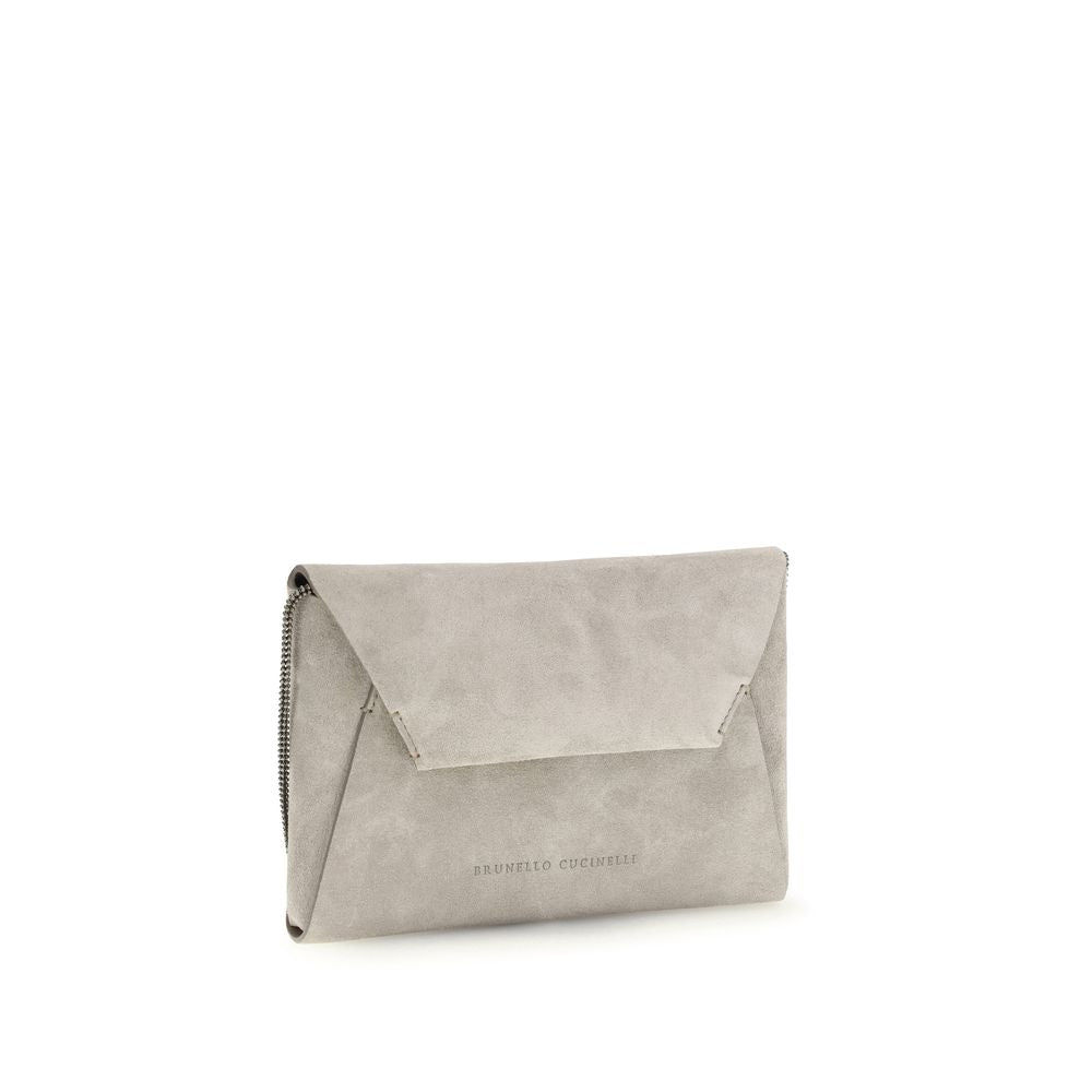 Brunello Cucinelli graue Schultertasche aus Kalbsleder Bos Taurus