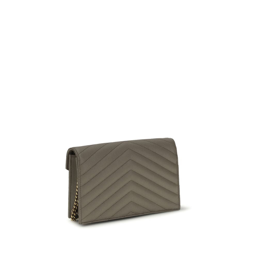 Saint Laurent graue Brieftasche aus Kalbsleder (Bos Taurus)