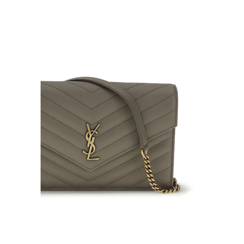 Saint Laurent graue Brieftasche aus Kalbsleder (Bos Taurus)