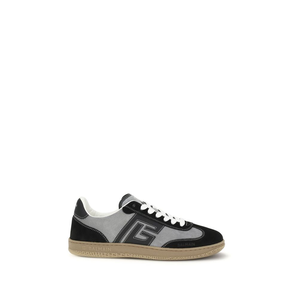 Balmain Sneaker aus grauem Kalbsleder