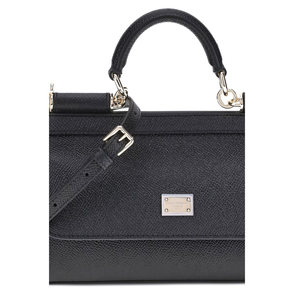 Dolce & Gabbana Handtasche aus schwarzem Kalbsleder Bos Taurus