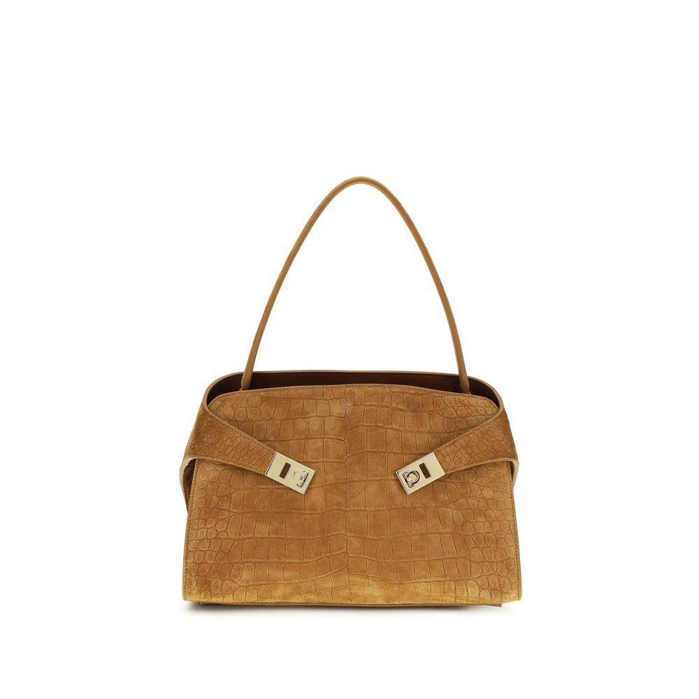 Ferragamo Schultertasche aus beigem Ziegenleder