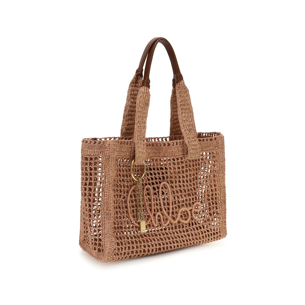 Sac à bandoulière Chloé en raphia beige