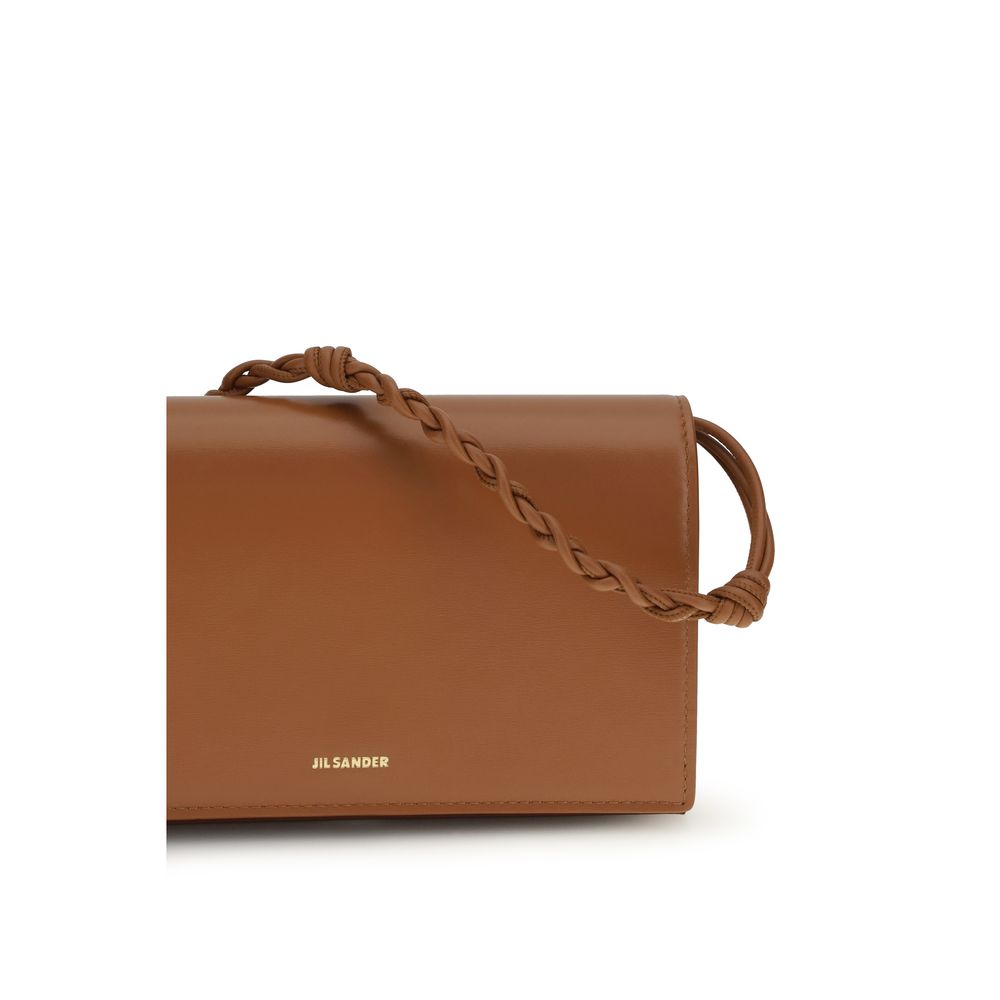 Jil Sander Braune Kalbsleder Geldbörse Bos Taurus