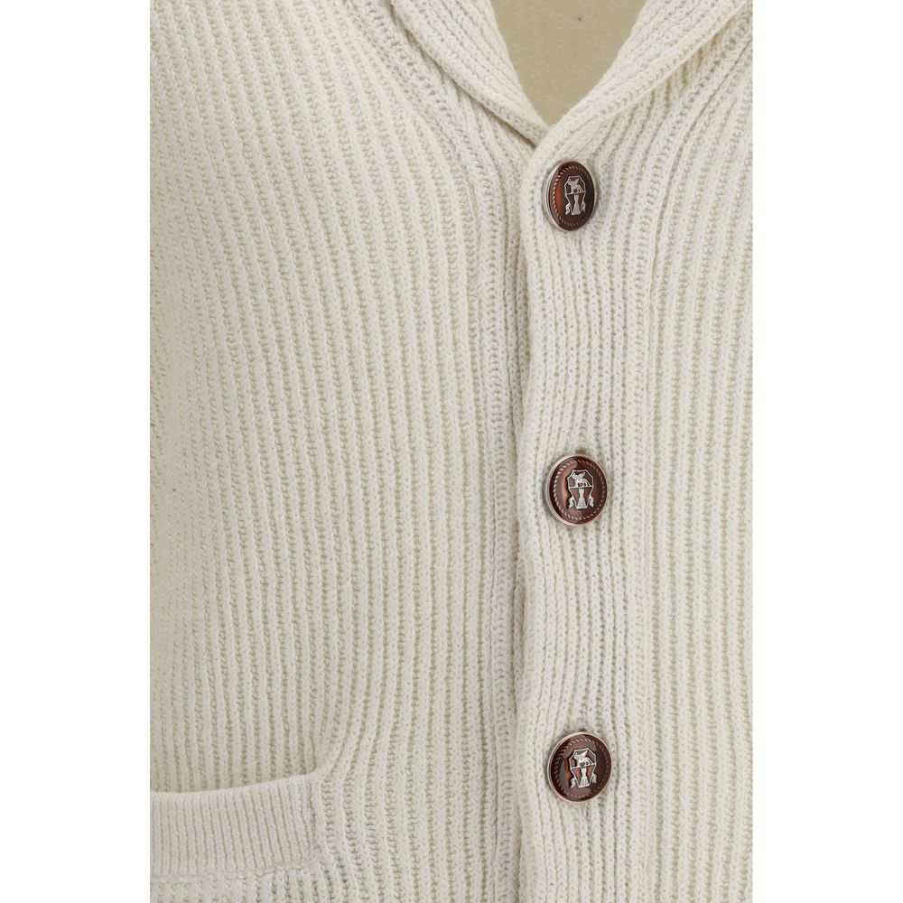 Brunello Cucinelli Beigefarbener Cardigan aus Baumwolle