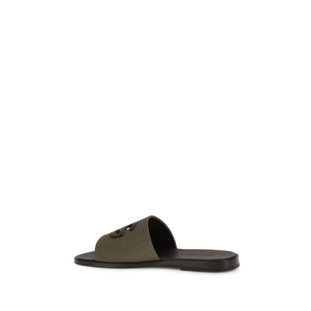 Dolce & Gabbana Bicolor flache Sandalen aus Baumwolle