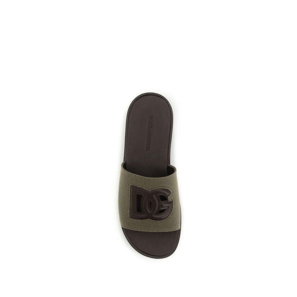 Dolce & Gabbana Bicolor flache Sandalen aus Baumwolle