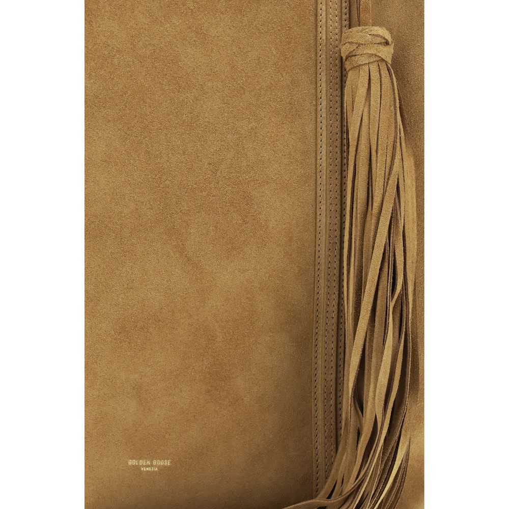 Golden Goose Beige Kalbsleder Bos Taurus Schultertasche
