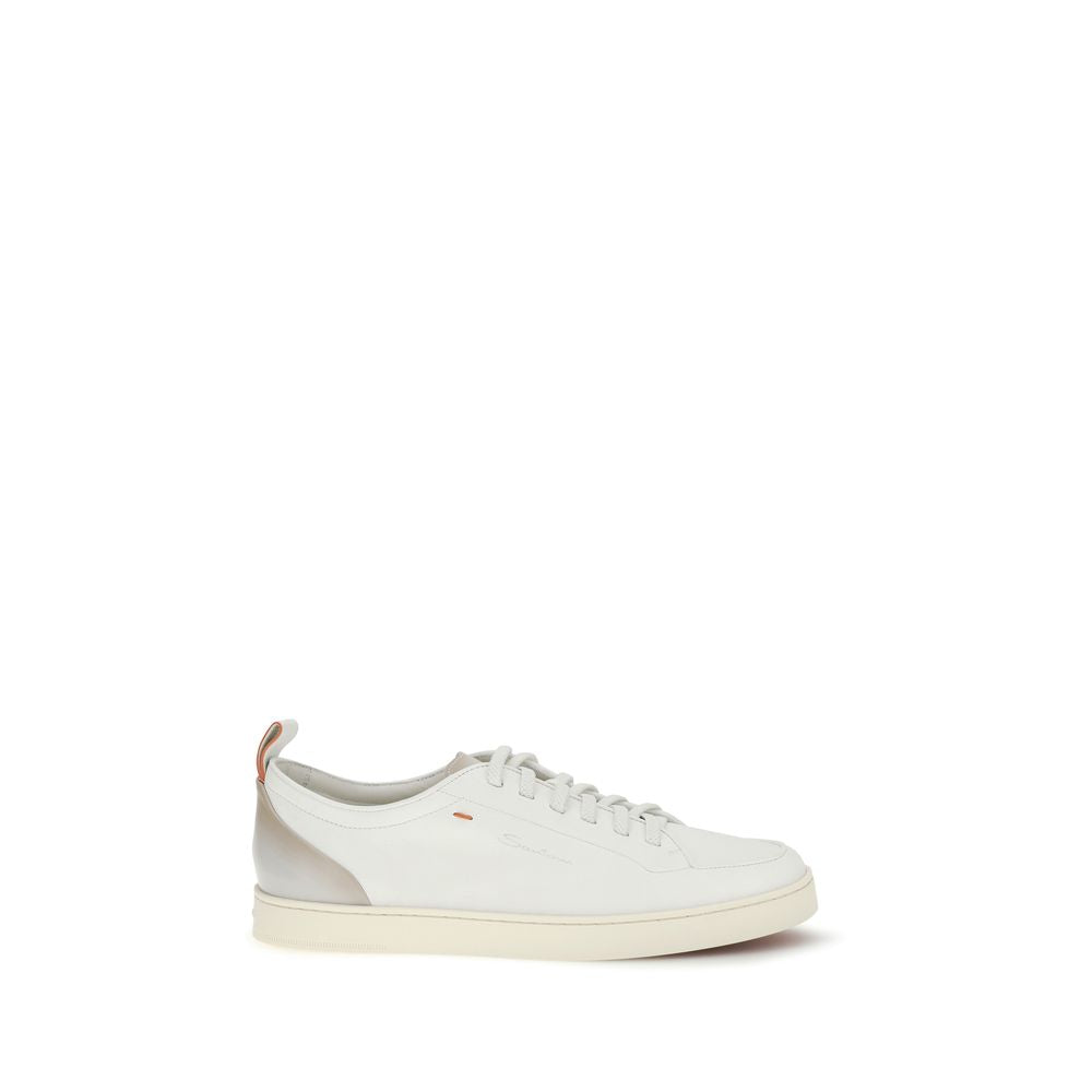 Santoni Weiße Kalbsleder Bos Taurus Low-Top Sneakers