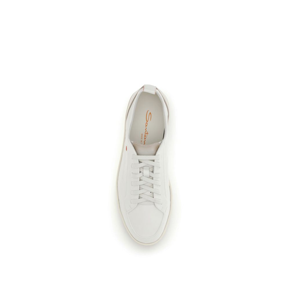 Santoni Weiße Kalbsleder Bos Taurus Low-Top Sneakers