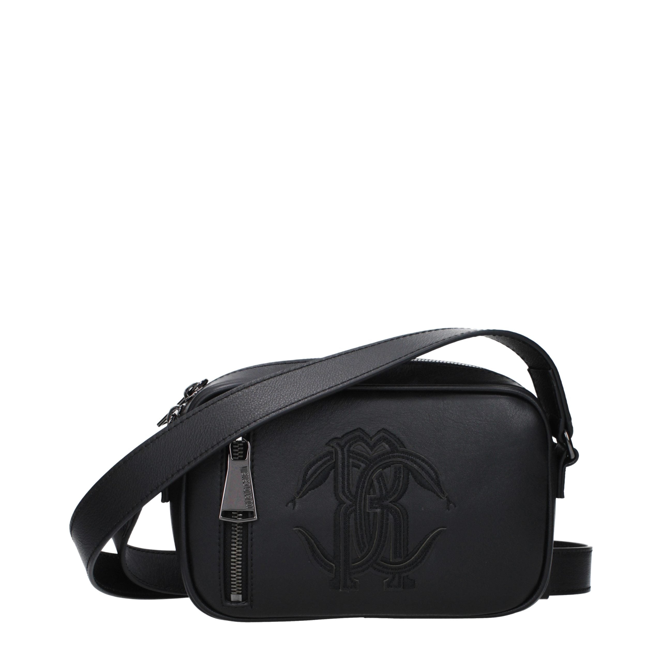 Sac bandoulière Roberto Cavalli en cuir noir