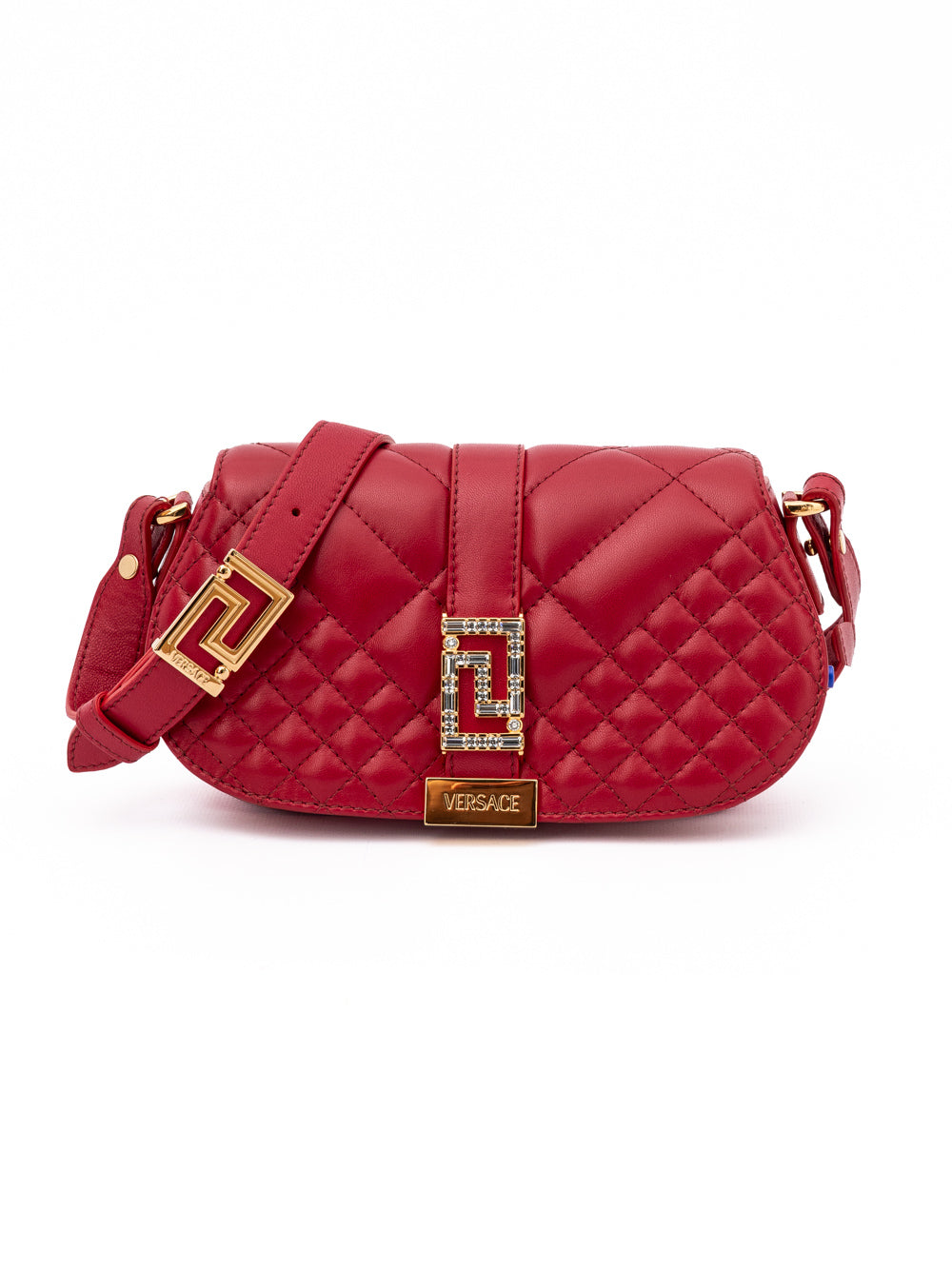 Sac à bandoulière matelassé en cuir rouge Versace