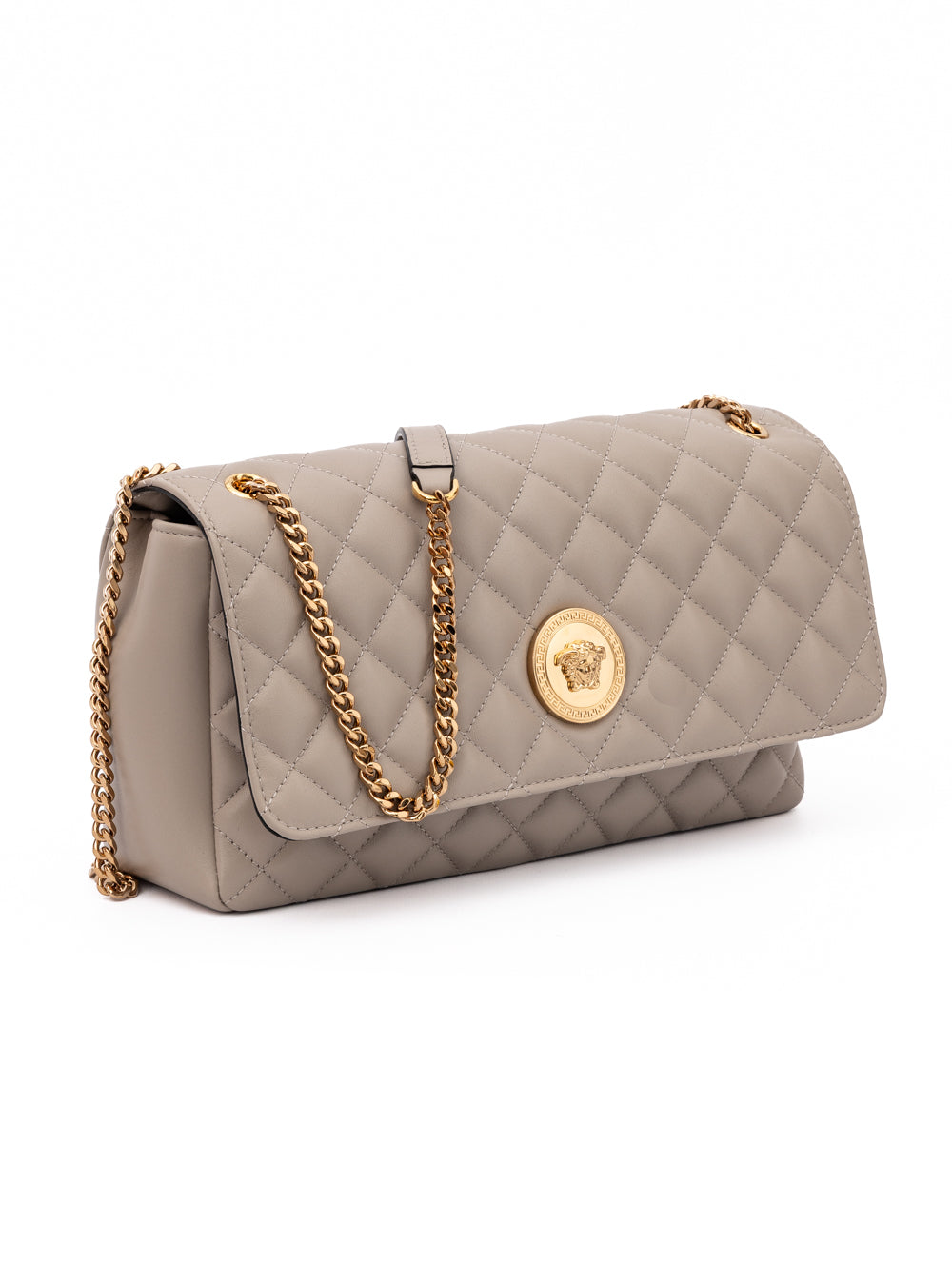 Sac à bandoulière Versace en cuir matelassé taupe