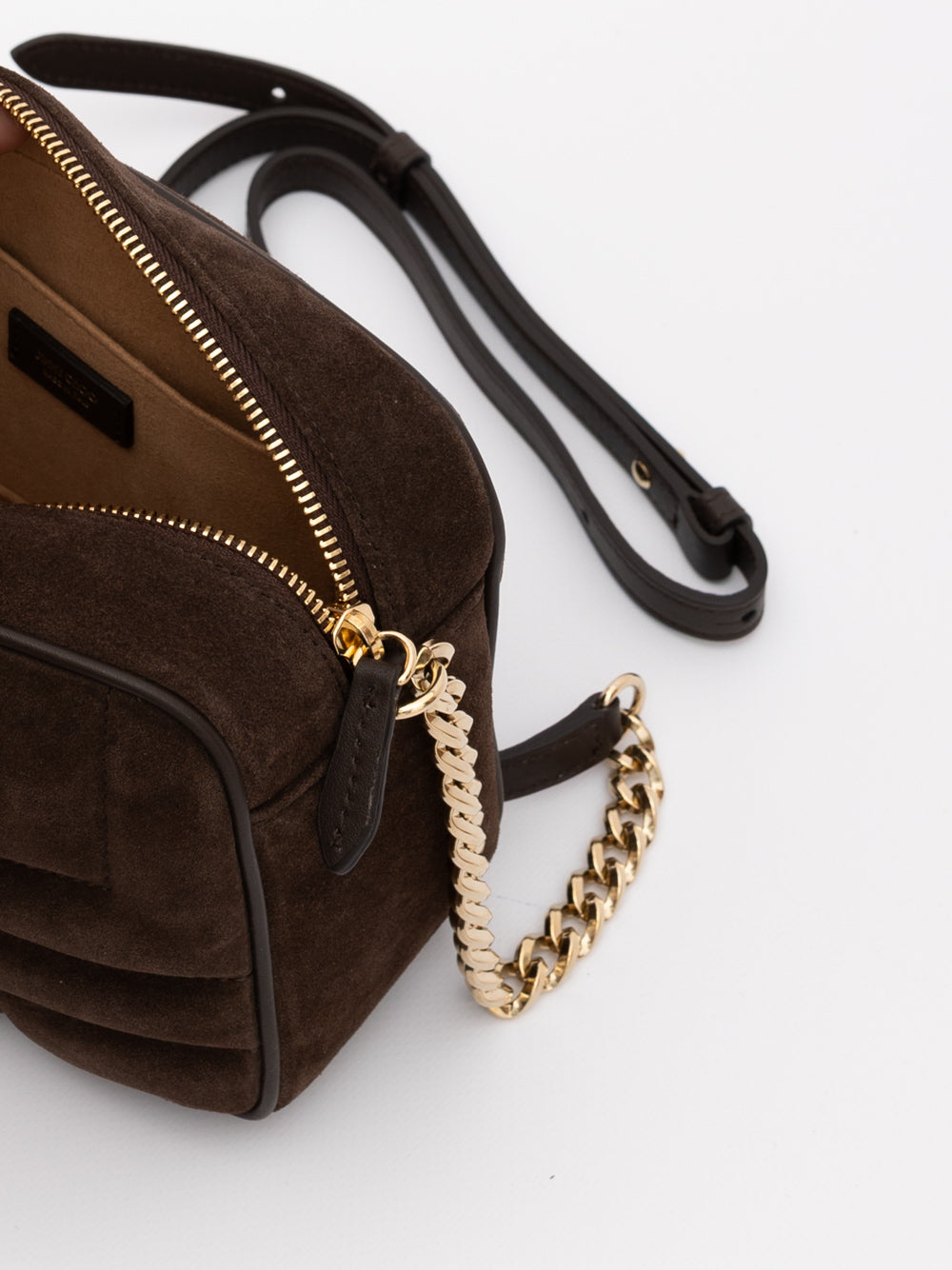 Jimmy Choo Braune Wildleder-Umhängetasche Avenue Camera