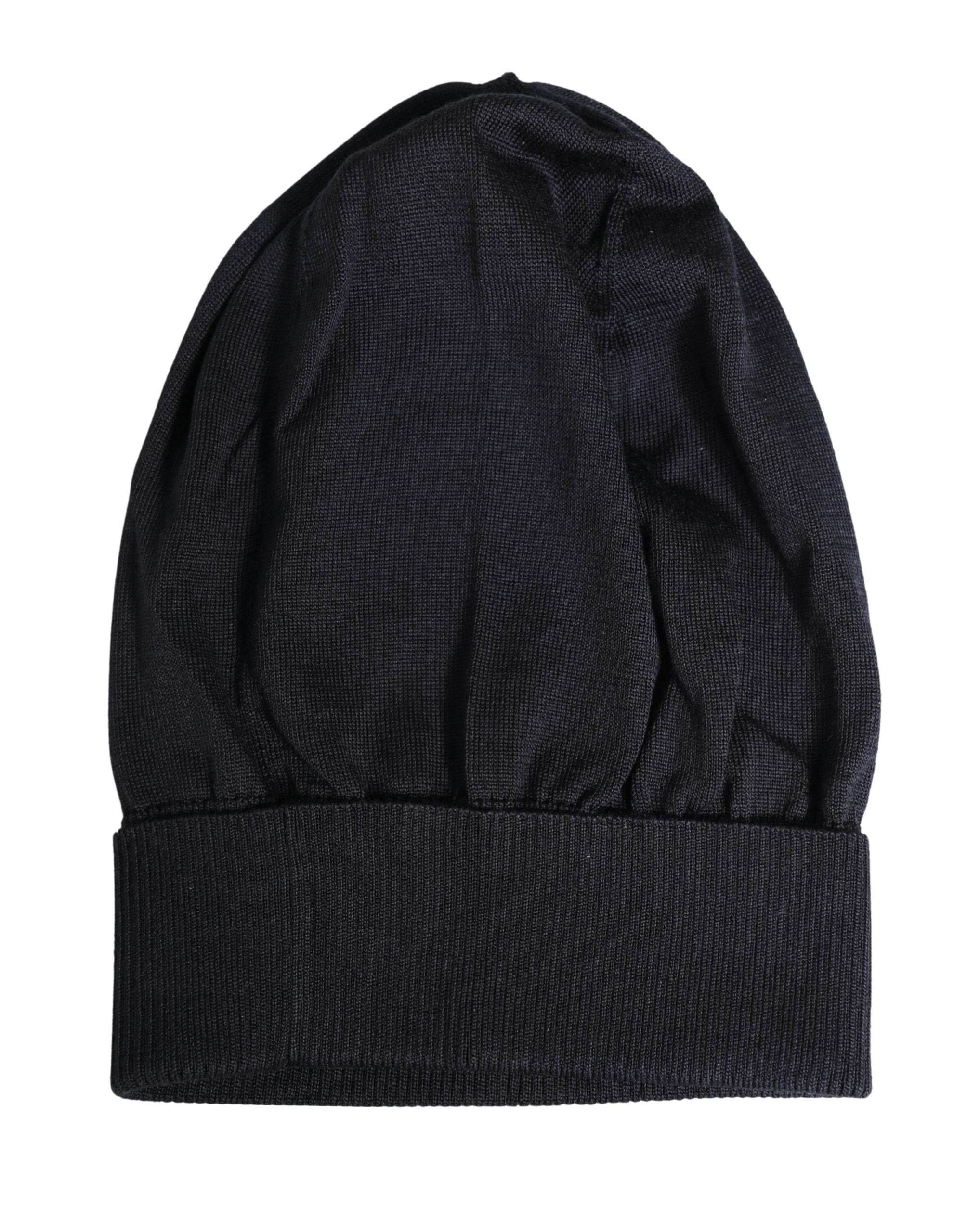 Dolce & Gabbana Schwarze einfarbige gestrickte Wintermütze aus Wolle