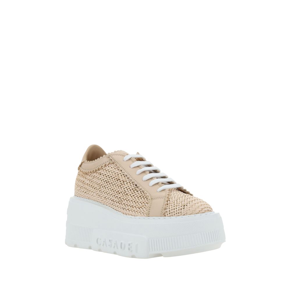 Casadei Beige andere Fasern Plateau-Sneaker