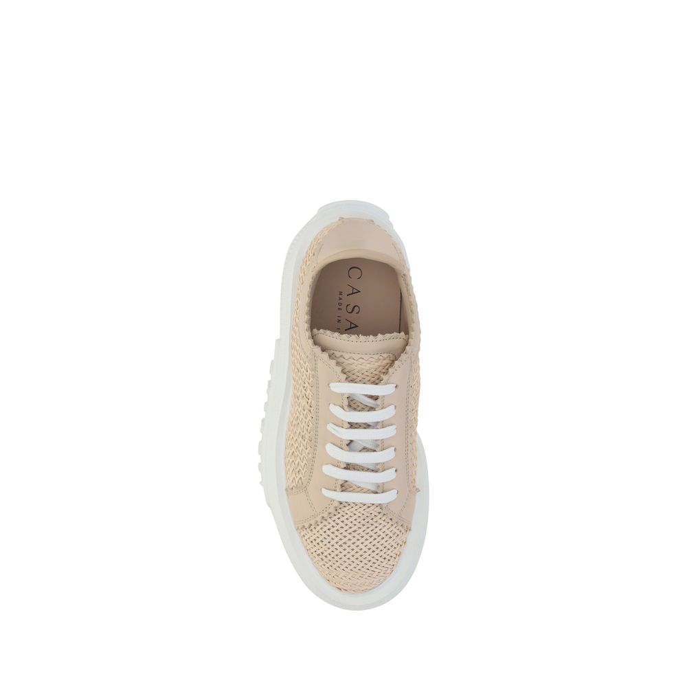 Casadei Beige andere Fasern Plateau-Sneaker