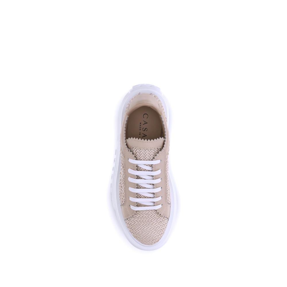 Casadei Beige andere Fasern Plateau-Sneaker