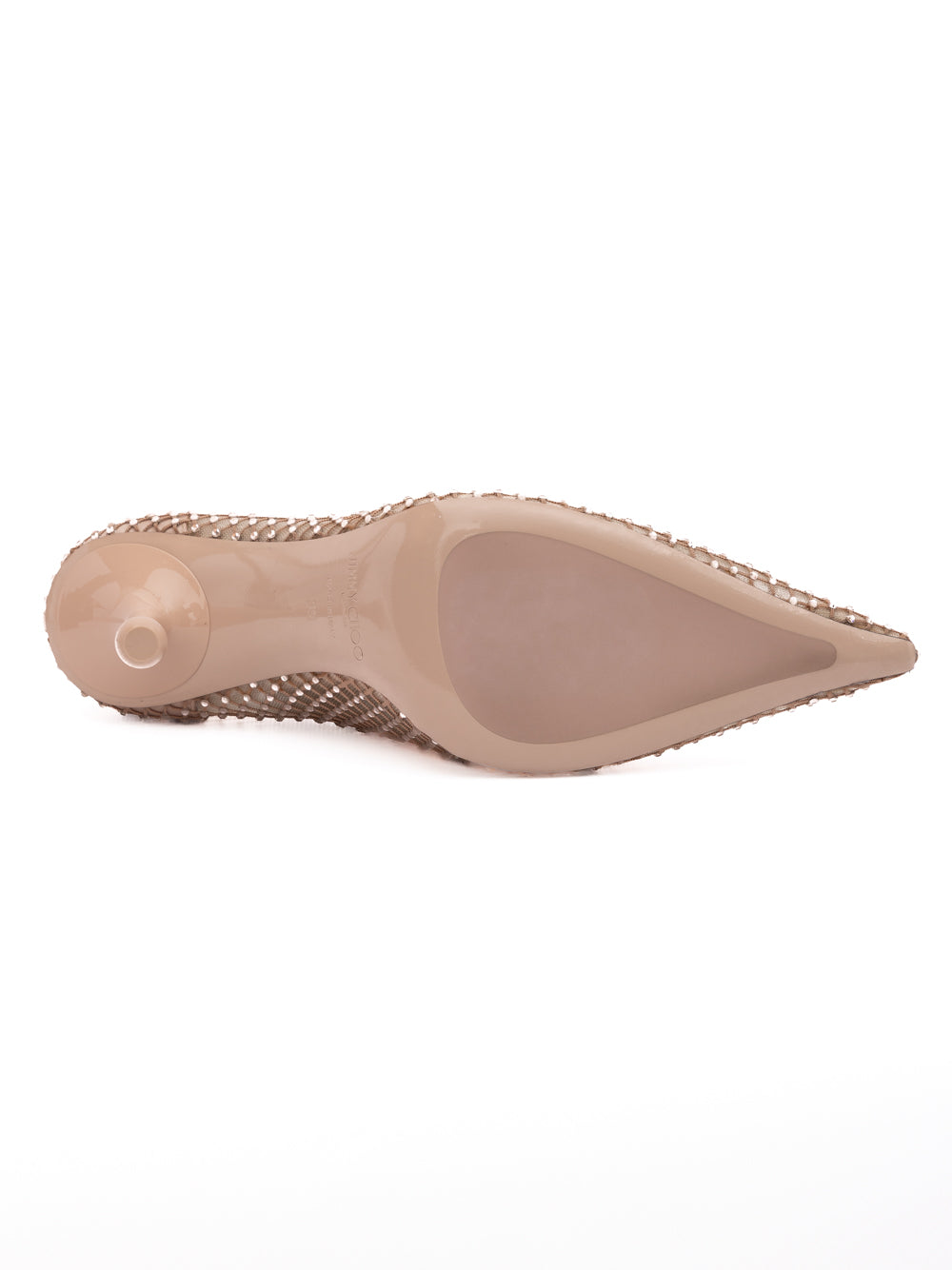 Escarpins Ixia 95 en satin et maille rose poudré à cristaux Jimmy Choo