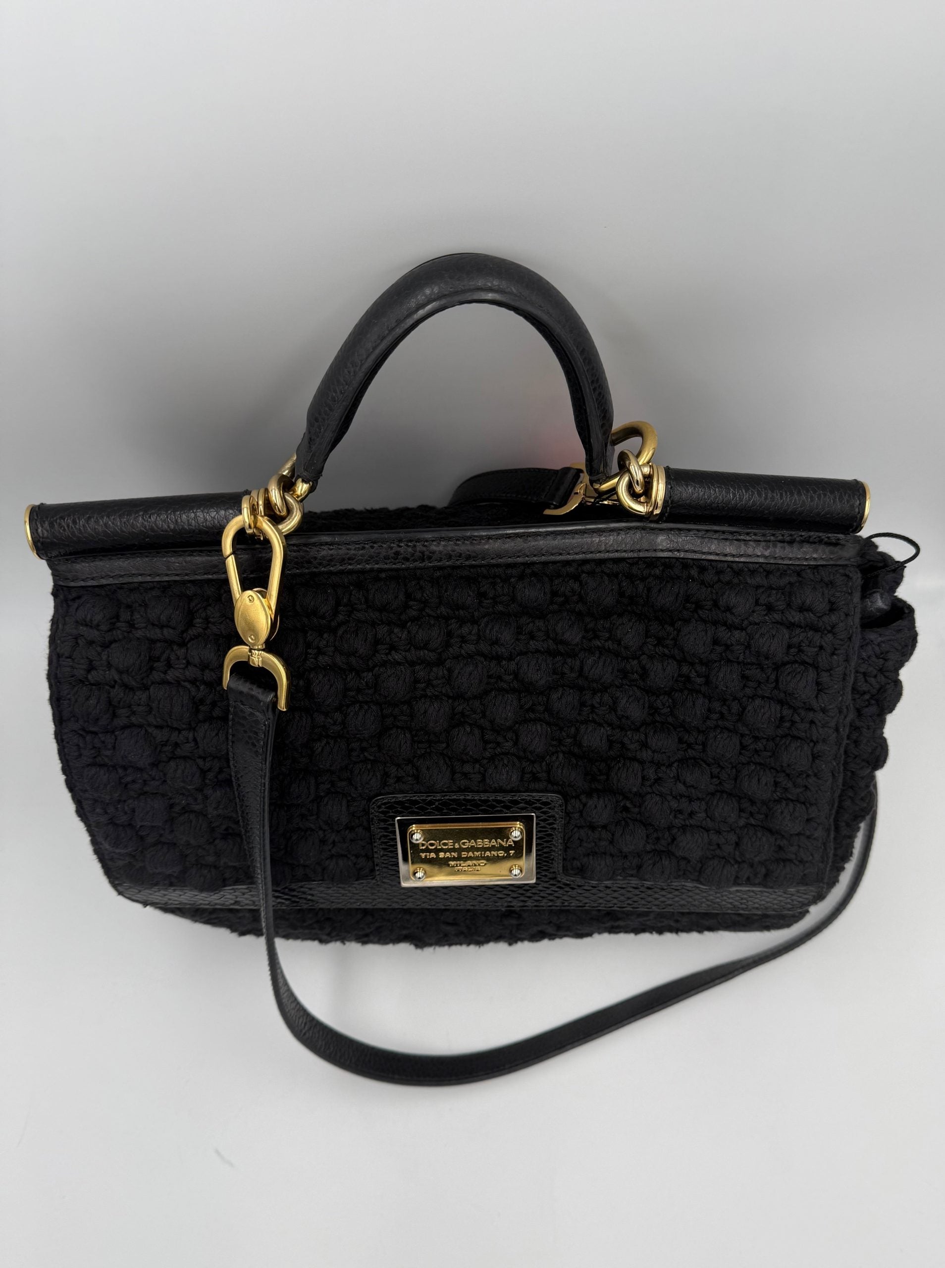 Dolce & Gabbana DOLCE & GABBANA Sicily Python and Macramé Handbag