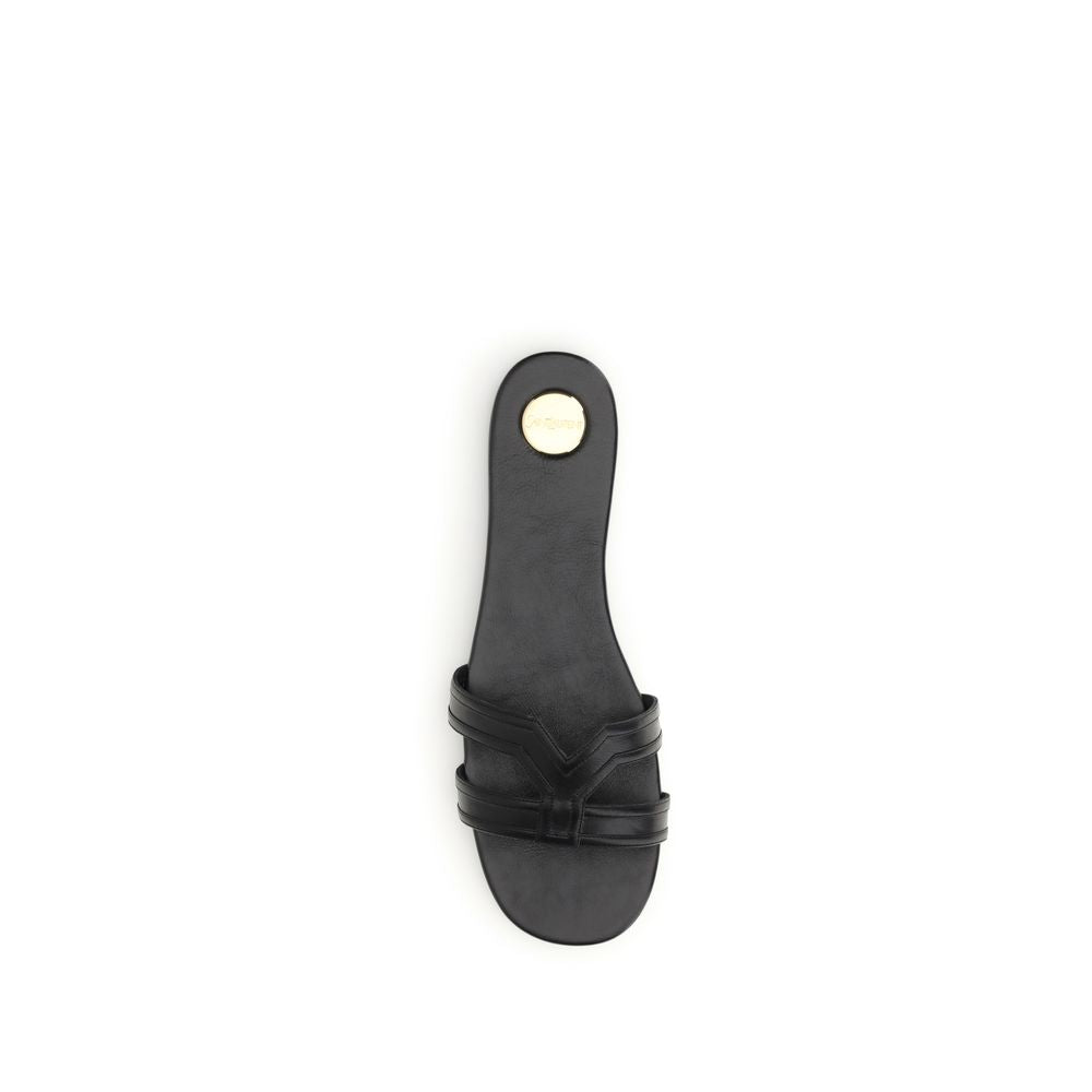 Saint Laurent Schwarze Kalbsleder Bos Taurus Sandalen