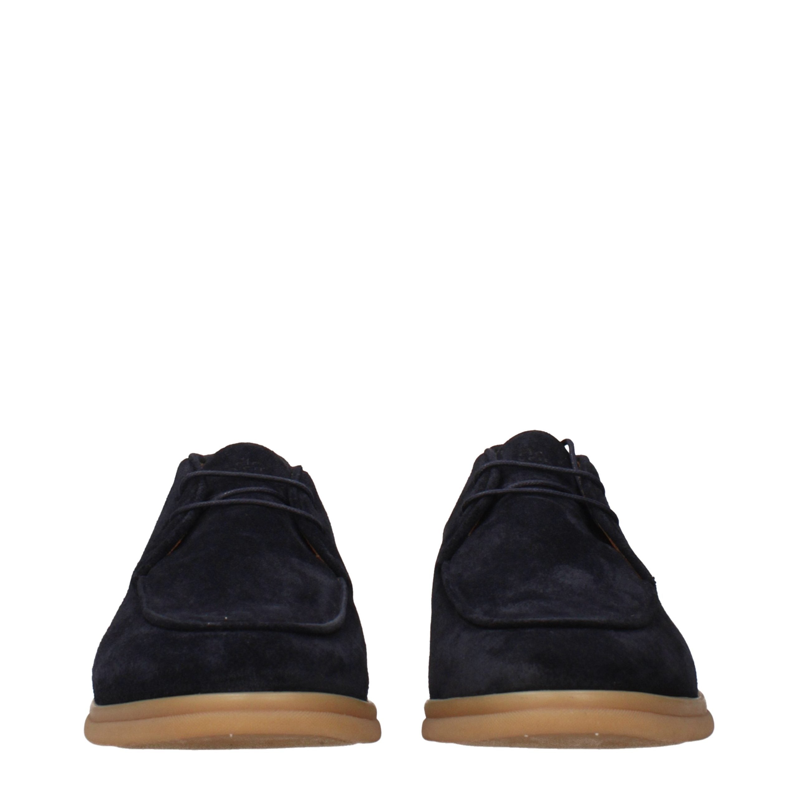 Eleventy Blaue Leder Oxfords und Derbys