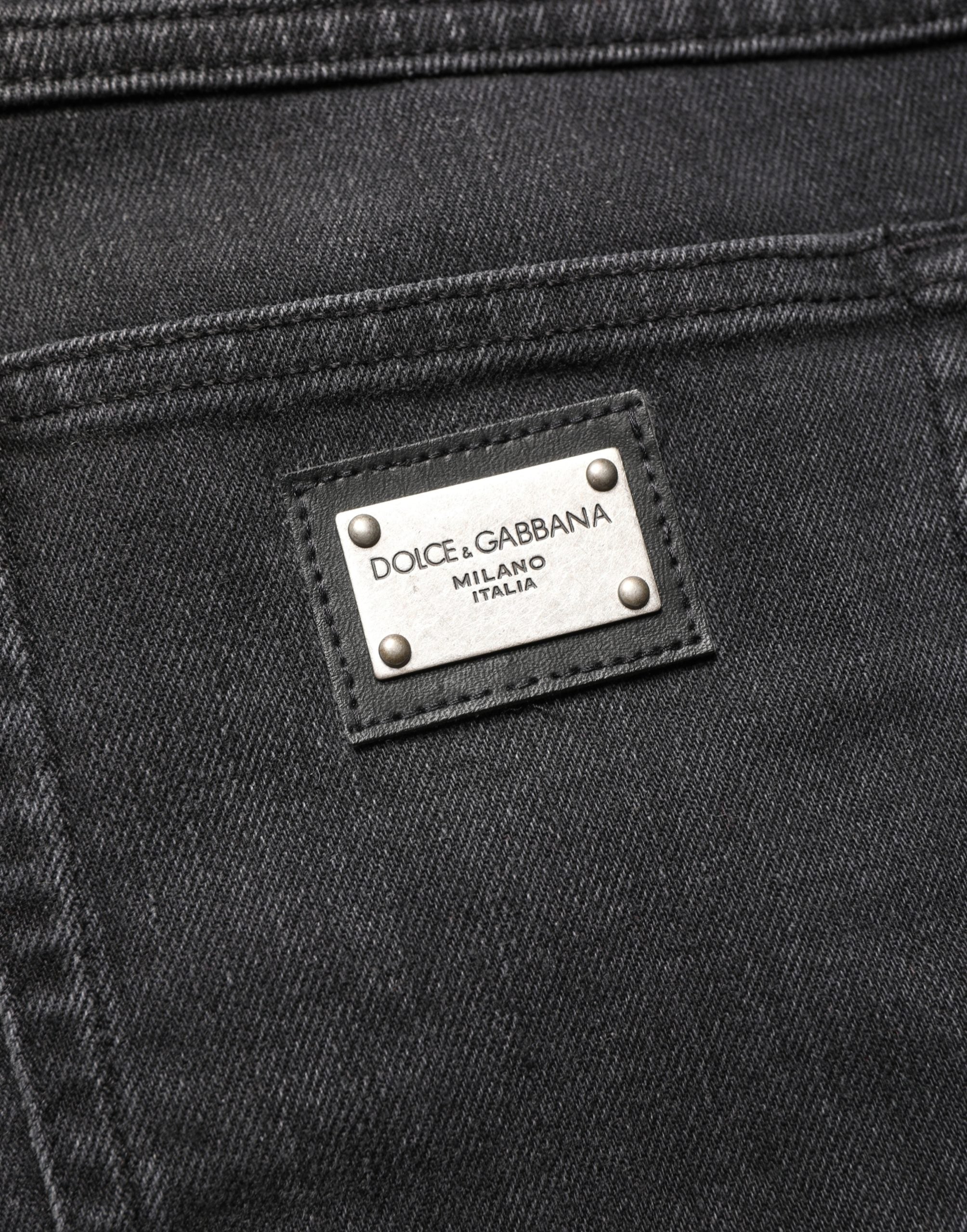 Dolce & Gabbana Schwarze Regular Skinny Denim Jeans aus Baumwoll-Stretch