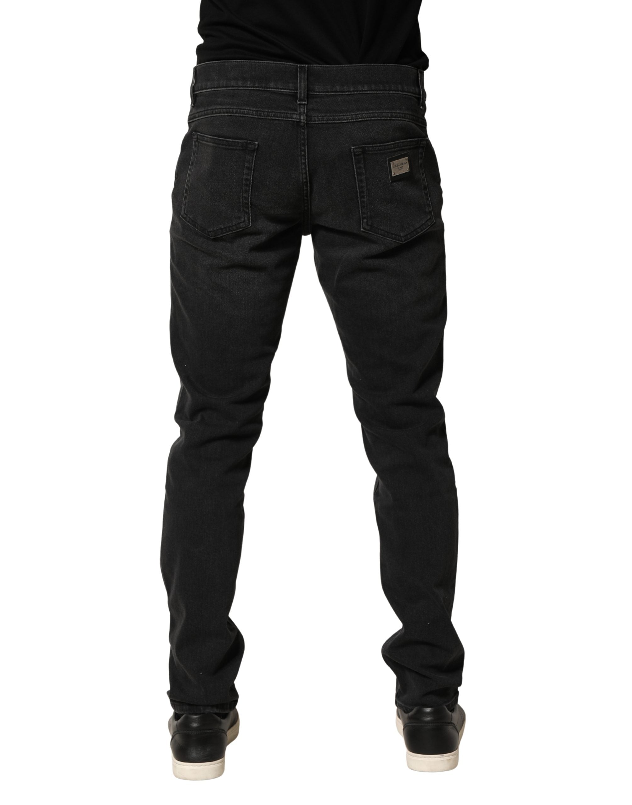 Dolce & Gabbana Schwarze Regular Skinny Denim Jeans aus Baumwoll-Stretch