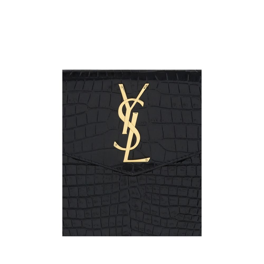 Saint Laurent Schwarze Kalbsleder Bos Taurus Clutch-Tasche
