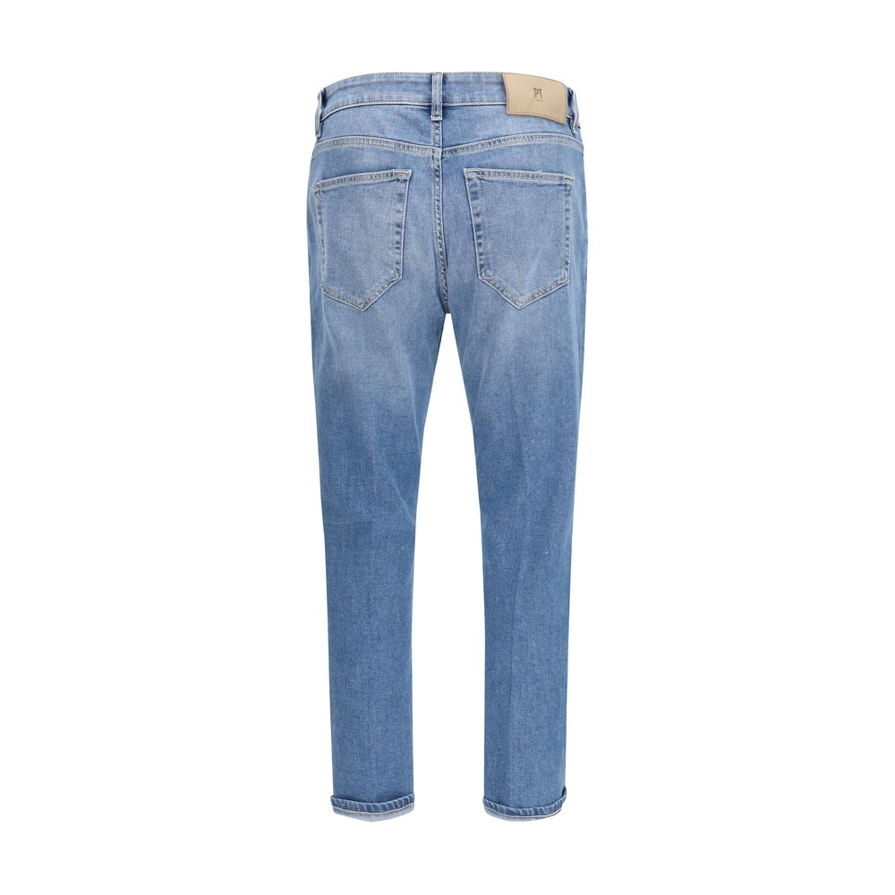 PT Torino Blue Cotton Slim Fit Jeans