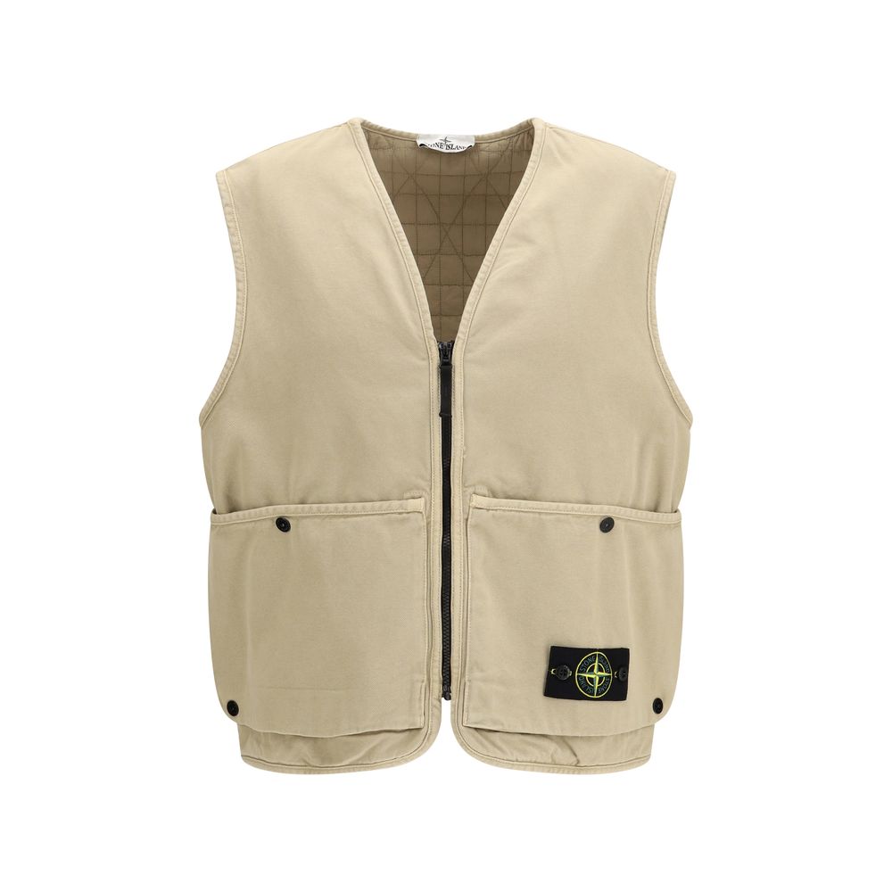 Stone Island Beige Cotton Sleveless Jacket